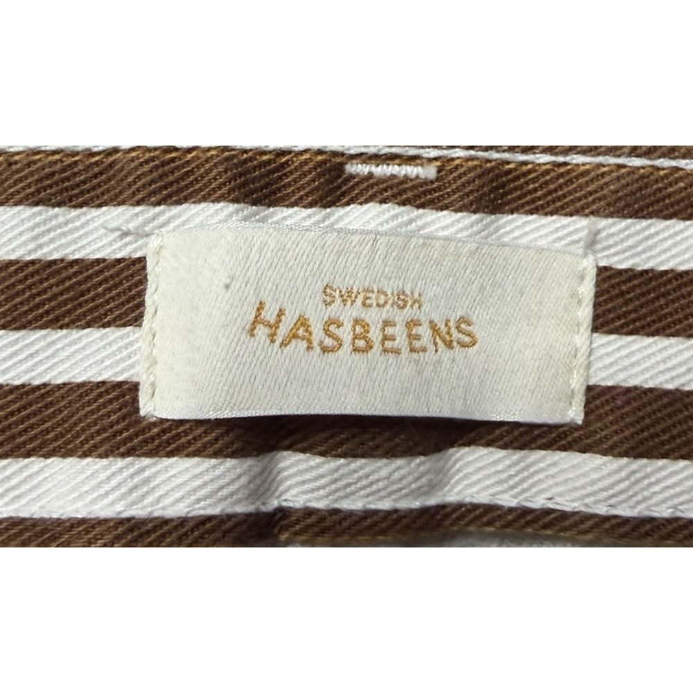 NWT Swedish Hasbeens Womens Designer Striped Flared Leg Jeans Size 28 EUC - Picture 3 of 10